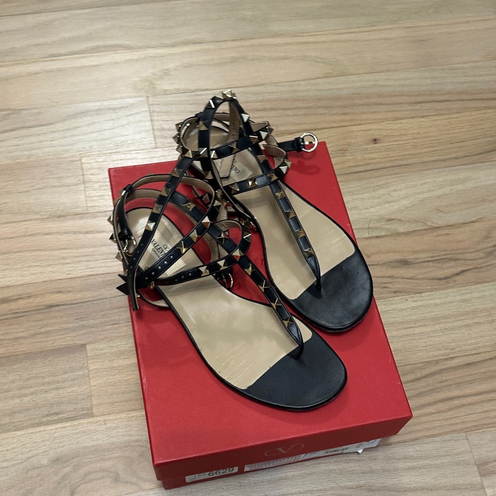 Valentino Black Studded Sandals